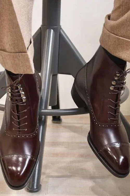 Brown Leather Camria Whole Cut Oxfords