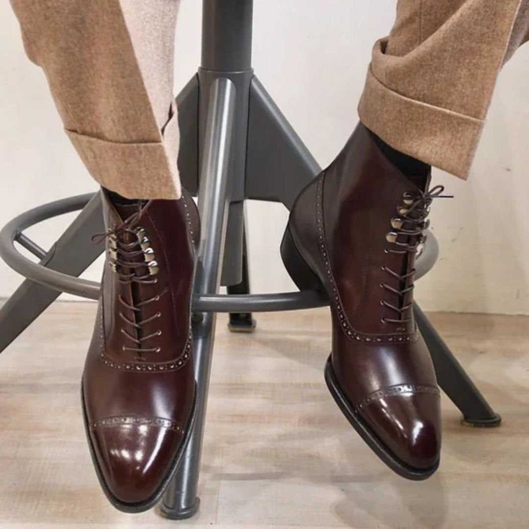 Brown Leather Barletta Lace Up Brogue Oxford Boots – Boots