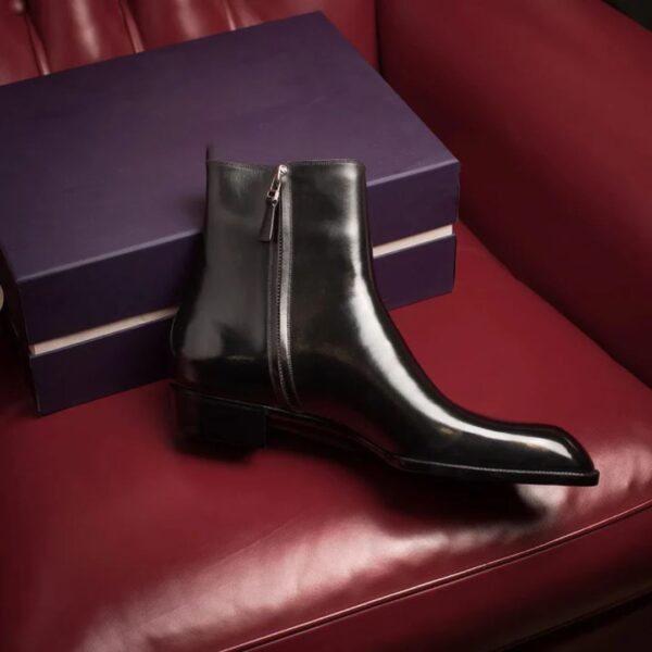 Black Leather Vasto Zipper Boots