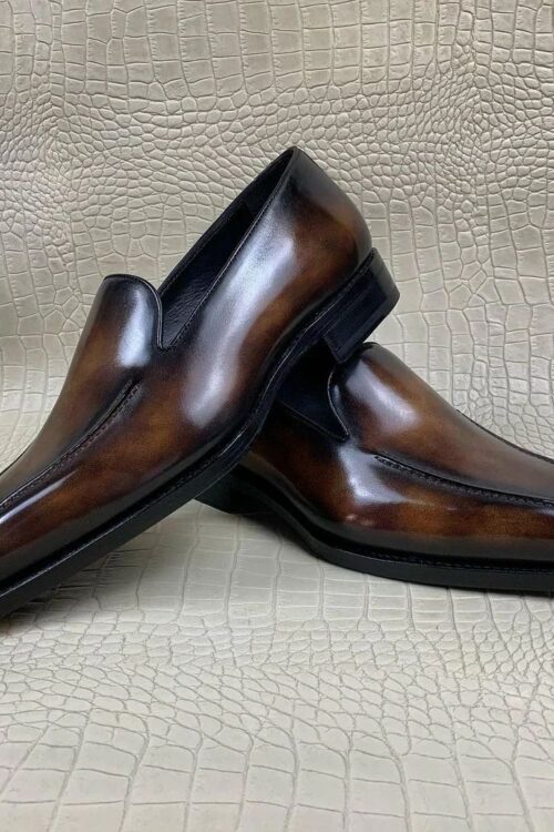 Brown Patina Leather Granada Loafers