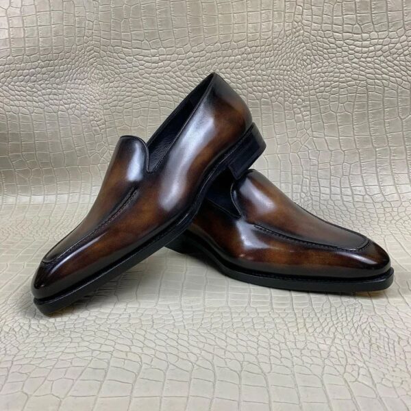 Brown Patina Leather Granada Loafers