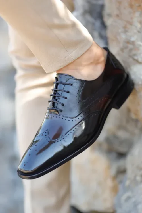 Special Design Patent Leather Black Classic Shoes – Formal Shoes