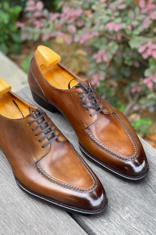 Tan Leather Lamria Split Toe Derby Shoes – Formal Shoes