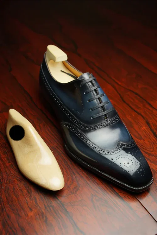 Navy Blue Kieran Leather Oxfords – Formal Shoes