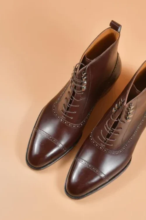 Brown Leather Barletta Lace Up Brogue Oxford Boots – Boots