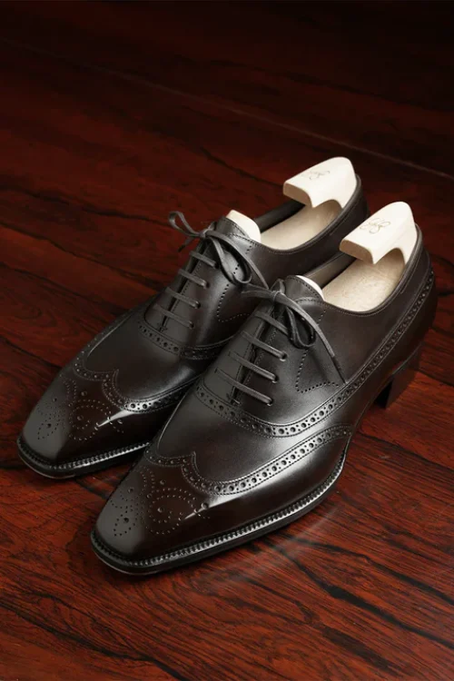 Brown Leather Cedria Brogue Wingtip Oxfords – Formal Shoes